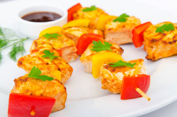 Chicken kebab on skewers