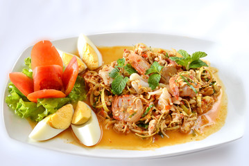 Spicy shrimp on a salad