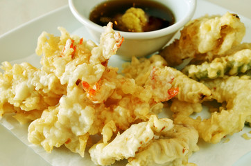 Japanese Cuisine - Deep Fried Shrimps with Vegetables