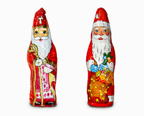 Schokoladenfigur Hl. Nikolaus und Weihnachtsmann
