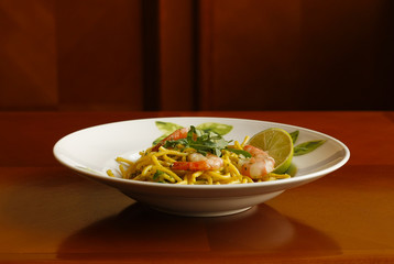 Spaghetti with shrimp