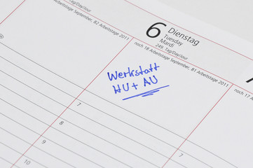 Termin Werkstatt im Kalender eingetragen