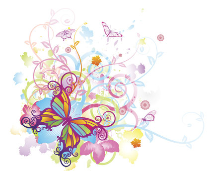 Abstract butterfly floral background