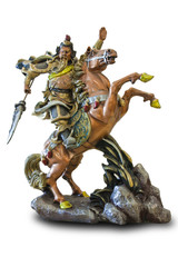 Chinese god of war statue with clipping path