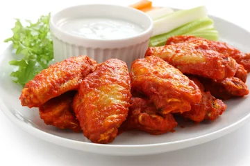 Foto op Canvas buffalo chicken wings with blue cheese dip © uckyo