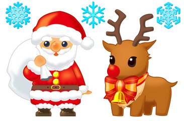 サンタ＆トナカイ＆雪の結晶