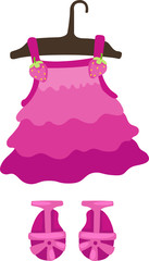 hanging dress girl and shoes