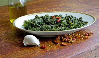 cime di rapa on a dinner table