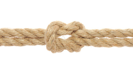 Rope with Reef Knot on White Background