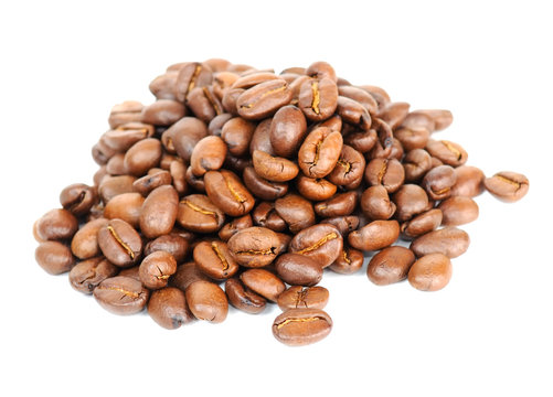 Pile of Coffee Beans Isolated on White Background