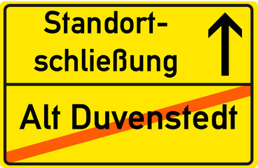Schild Standortschließung Alt Duvenstedt
