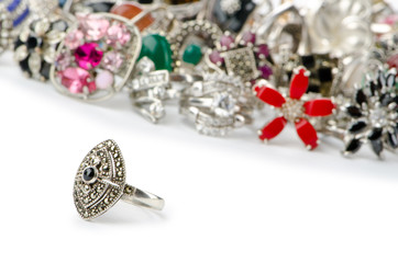 Selection of many precious rings