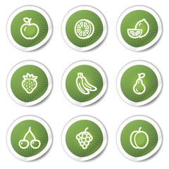 Fruits web icons, green  stickers