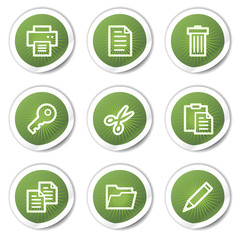 Document web icons set 1, green  stickers