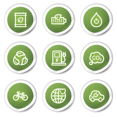 Ecology web icons set 4, green  stickers