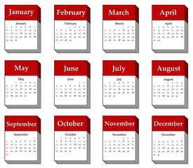 2012 calendar icons