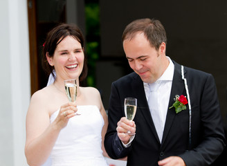 newlyweds gining a toast