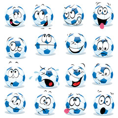 cartoon soccer ball with many expressions