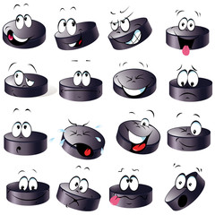 Naklejka premium puck cartoon with many expressions