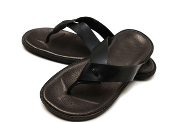 black leather sandals