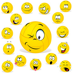 Fototapeta premium volleyball cartoon wit many expressions