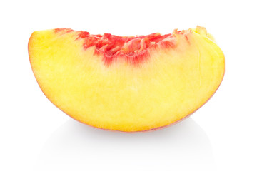 Peach slice isolated on white, clipping path included