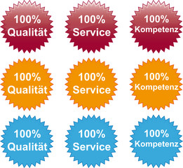 100% Qualität Service Kompetenz Button