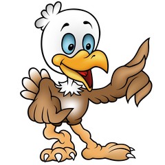 Little Bald Eagle - colored cartoon illustration