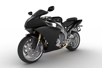 Fototapete Motorrad Schwarzes Motorrad auf weißem Hintergrund
