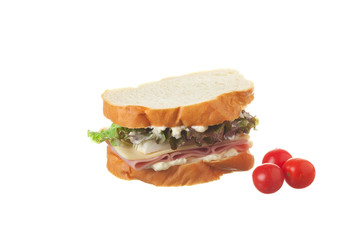 Cherry tomatoes and ham on french.