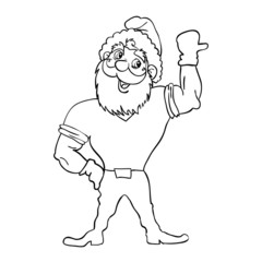 Muscular Santa Claus with a raised hand gesture.