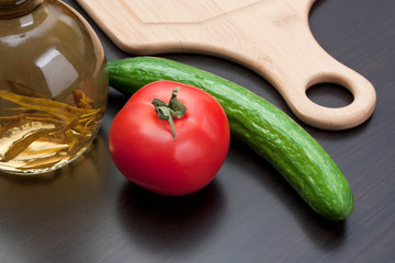 vegetables and cooking utensils