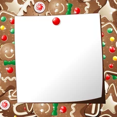 Tableaux ronds sur aluminium Dessiner Natale Biscotti Auguri-Gingerbread Cookies Background