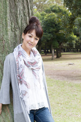 Beautiful young woman in the forest