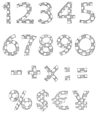Hand written checkered numbers