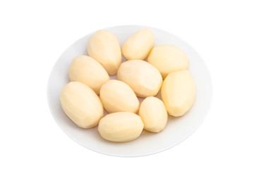 Peeled potatoes isolated on white