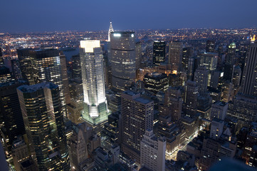 View of New York at night, from the rockefeller