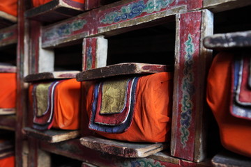 Library in Buddhist monastery - sacred texts
