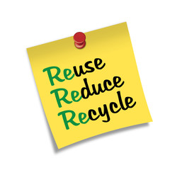 Post-it con chincheta texto Reuse Reduce Recycle