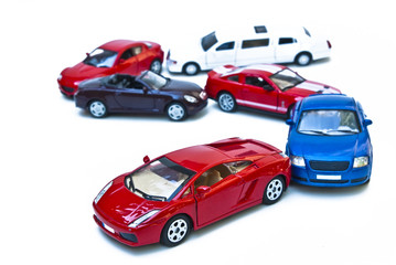 Obraz na płótnie Canvas six coloured models of car