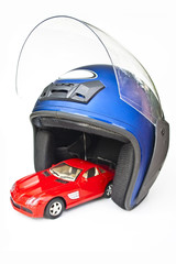 Sport car and helmet