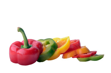 red, green and yellow paprikas