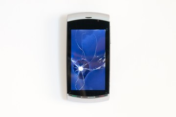 Smartphone with cracked screen
