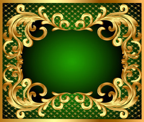 frame background with gold vegetable pattern