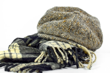 Fototapeta na wymiar kapeluszu, nasadki, tweed, Echarpe, szalik