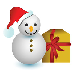 Christmas snowman with gift illustration