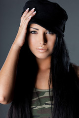 Fototapeta premium sexy fashionable woman in military uniform