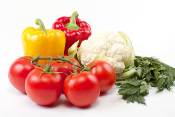 mix of fresh vegetables isolated on white
