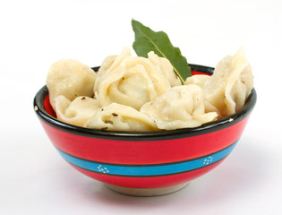 Meat Dumplings - russian pelmeni - with laurel