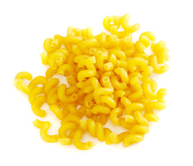 dried italian pasta on white background
